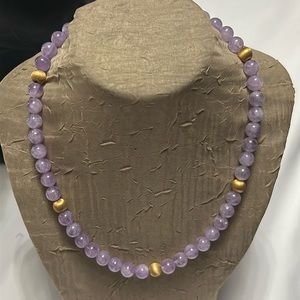 Natural Amethyst Beaded Necklace With Sterling Silver Clasp